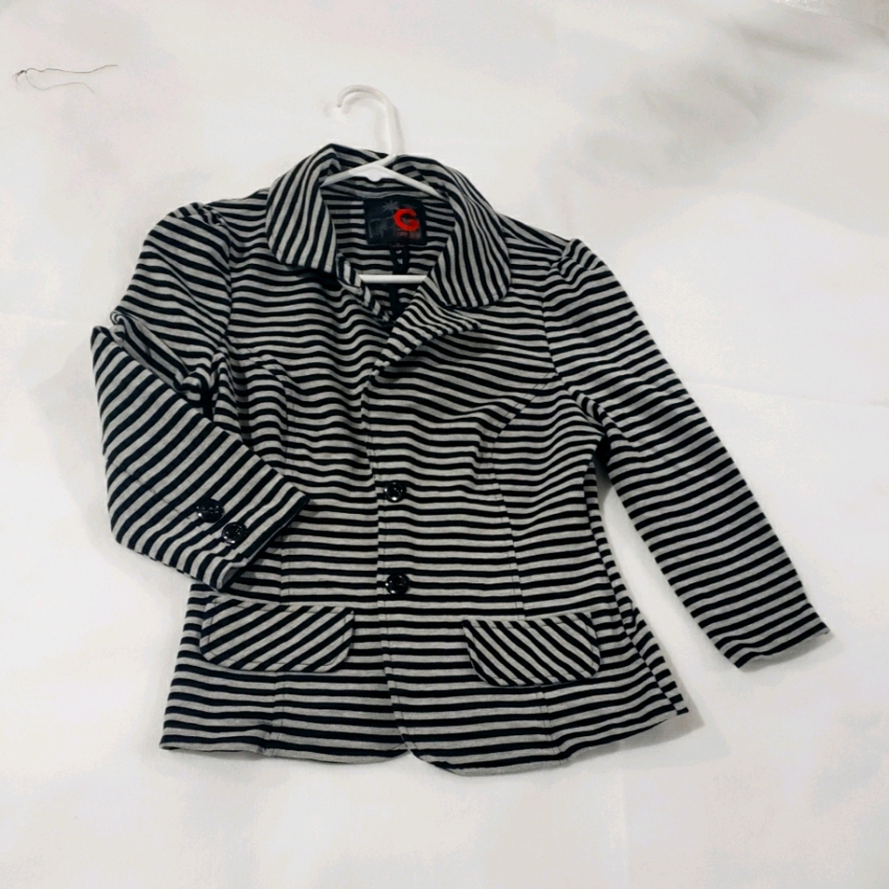 BY GUESS Silver Black Button stripe Blazer Jacket